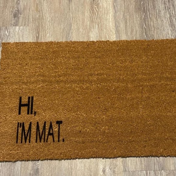 Coir Doormat with "HI. I'M Mat." painted on lower left corner - Picture 1 of 2